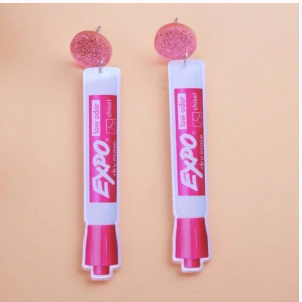 ❤️ FREE Sharpie Pen College School Teacher Appreciation Artsy Pop Art Earrings